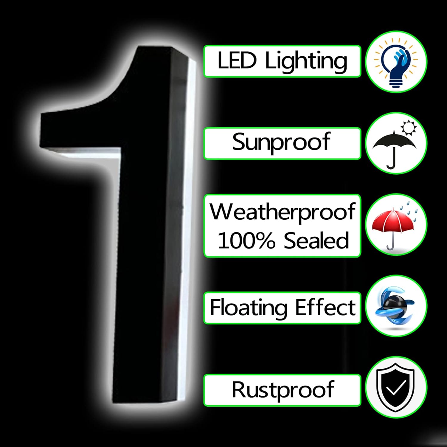 Illuminated House Numbers Modern, 16' Backlit LED House Numbers Plaque For Outside, Light Up LED Address Numbers For House, White Light,B