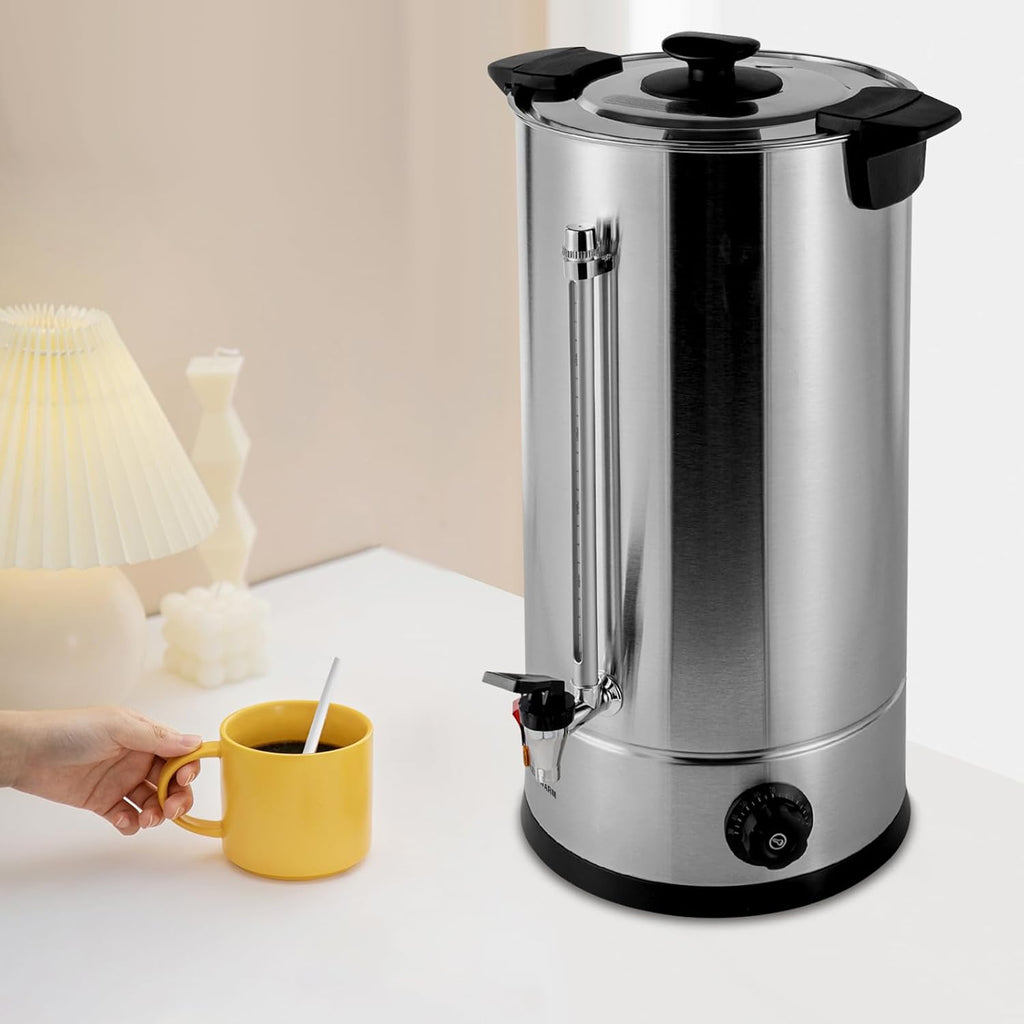 25L/6.6gal Commercial Grade Stainless Steel Coffee Urn, Electric Hot Water Urn with Automatic Temperature Control, Large Capacity 80 Cups Coffee Maker for Parties, Office, Wedding, Catering Events