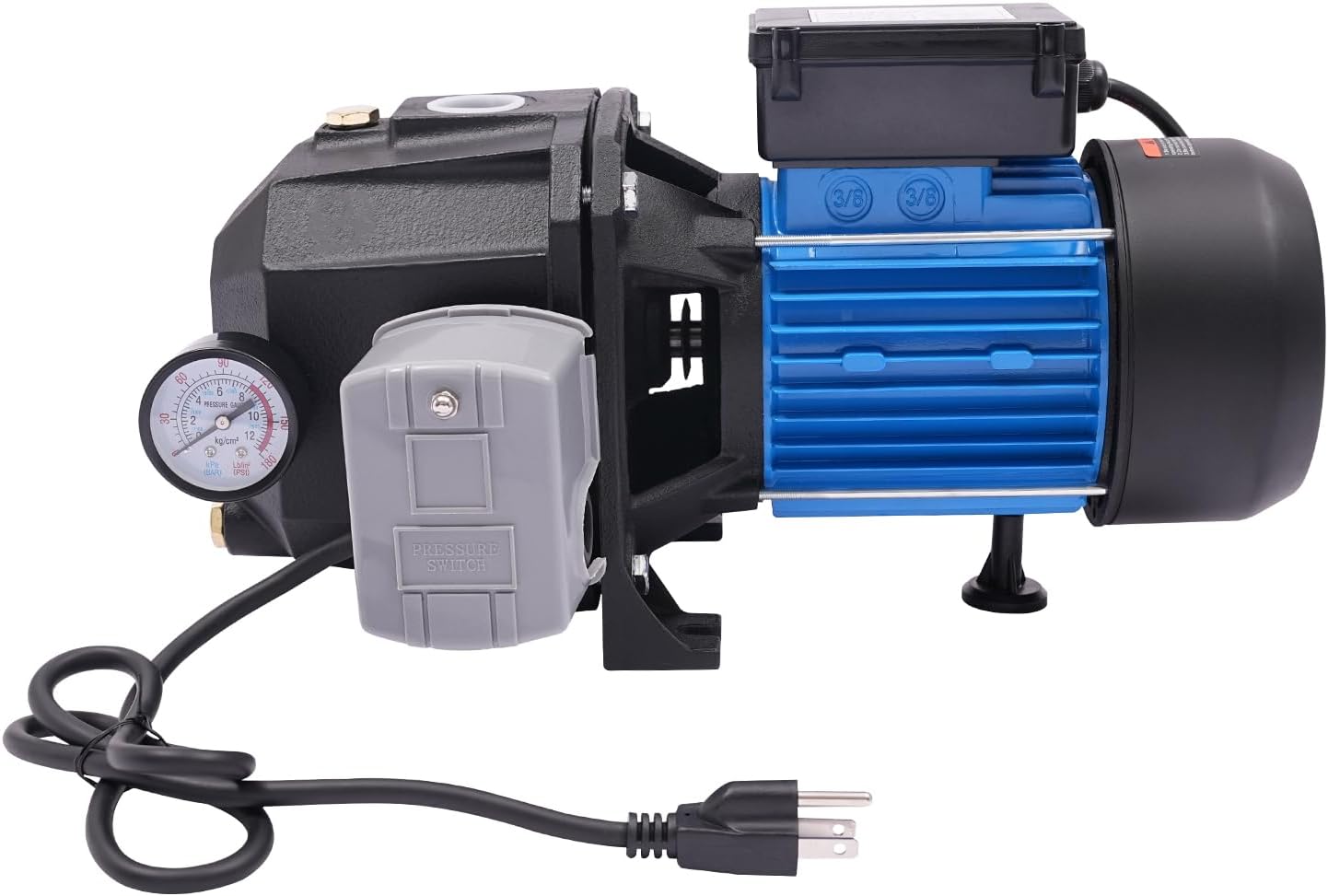 1 HP Shallow/Deep Well Pump with Ejector Kit - Cast Iron Jet Water Pump, Well Depth Up to 26ft or 82ft, Automatic Pressure Switch, 110V Water Transfer Pump for Farm Lawn Garden (1HP)