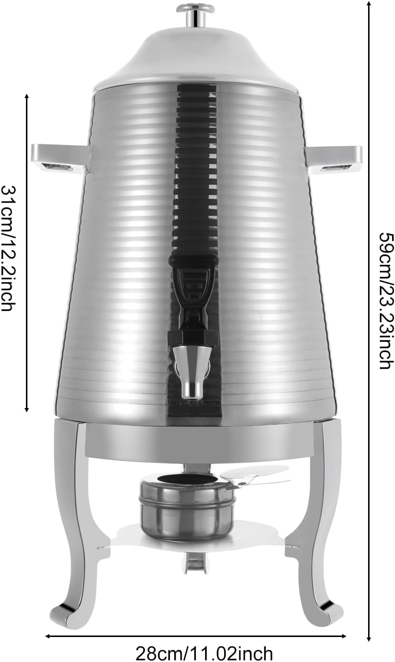 13L Stainless Steel Beverage Dispenser with Stand, Dual Heating Hot Drink Dispenser with Temperature Control, Electric & Heating Juice Container for Hot or Cold Drinks, Buffet, or Catering Use