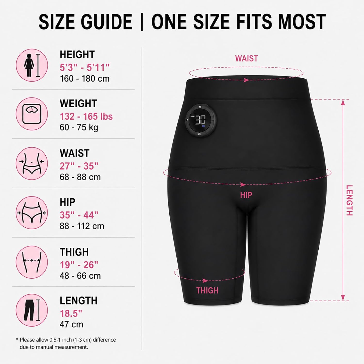 Glute Toning Shorts for Women, 8 Modes for Home Workouts Black | Water-activated glute toning shorts with 8 modes & 30 intensities, stretch fabric, fits hips 34'-42', for home fitness