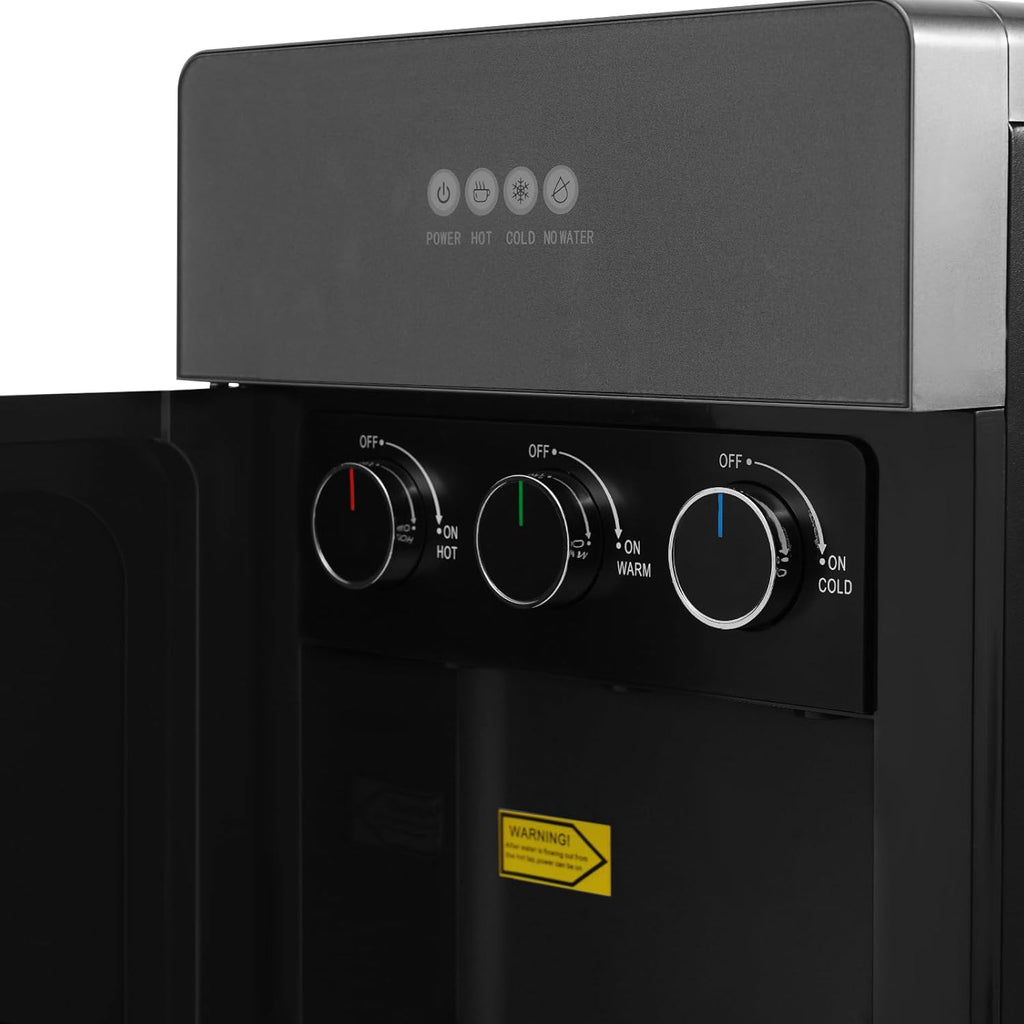 Bottom Loading Water Cooler Dispenser, 500W Hot and Cold Water Cooler with 3 Temperature Settings - Hot Cold & Room for Max.5Gal Bottles, Office Drinking Machine, Home Use YJSTD-51 Gray