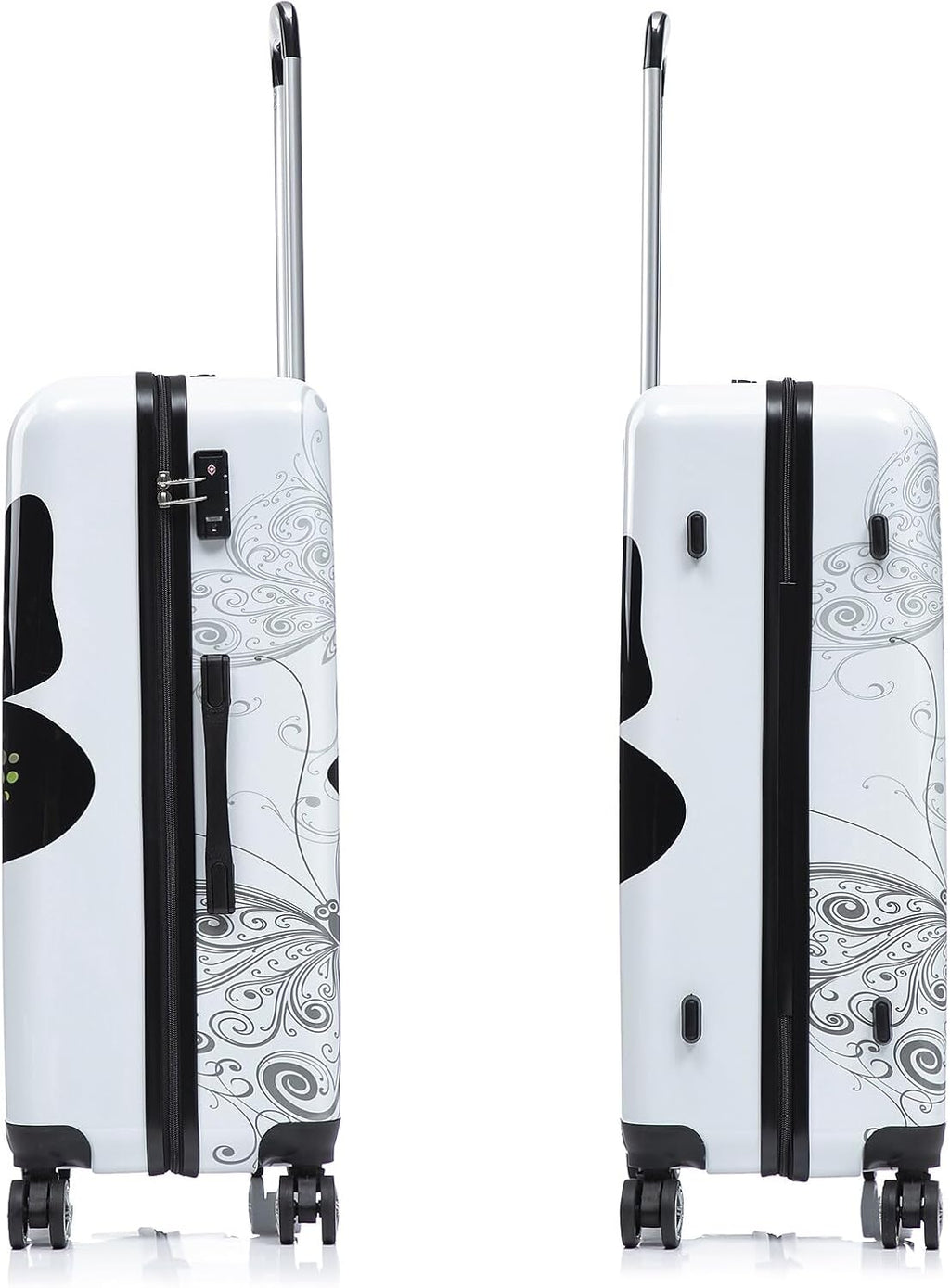 InUSA Hardside Butterfly Suitcase, 4-Wheeled Spinner, TSA Checkpoint Friendly, Black Butterfly