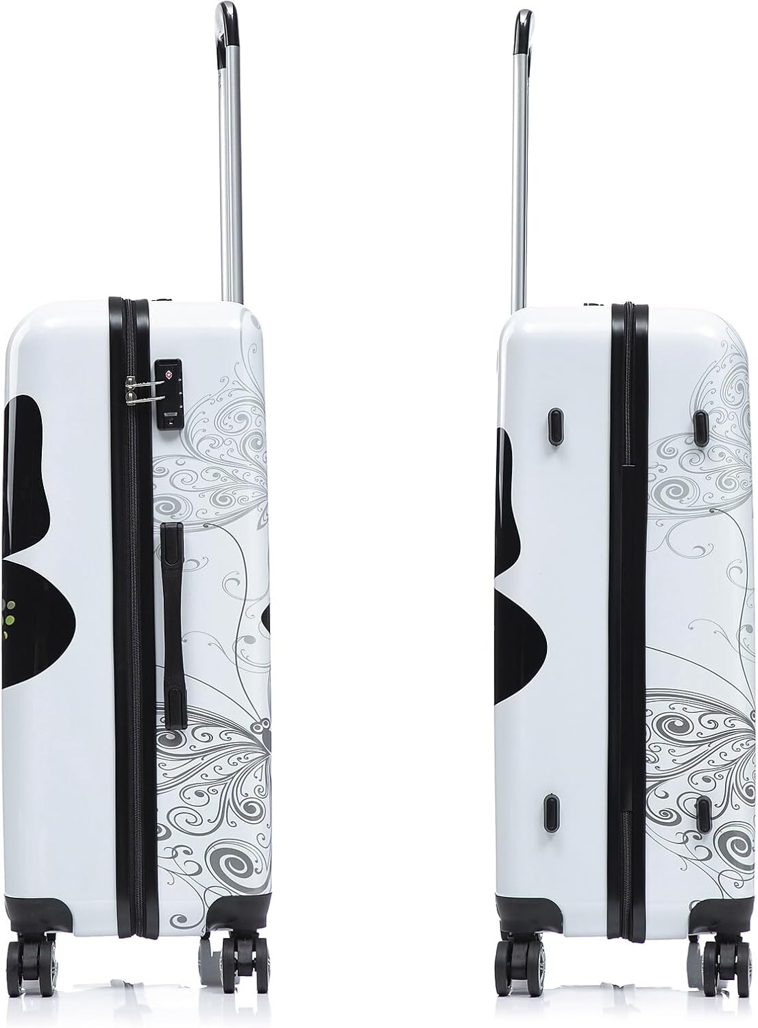 InUSA Hardside Butterfly Suitcase, 4-Wheeled Spinner, TSA Checkpoint Friendly, Black Butterfly