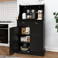 HOLTICO 54' Freestanding Kitchen Pantry Storage Cabinet with Doors and Adjustable Shelves, Microwave Oven Cabinet with Drawer for Kitchen, Bathroom or Hallway,Black