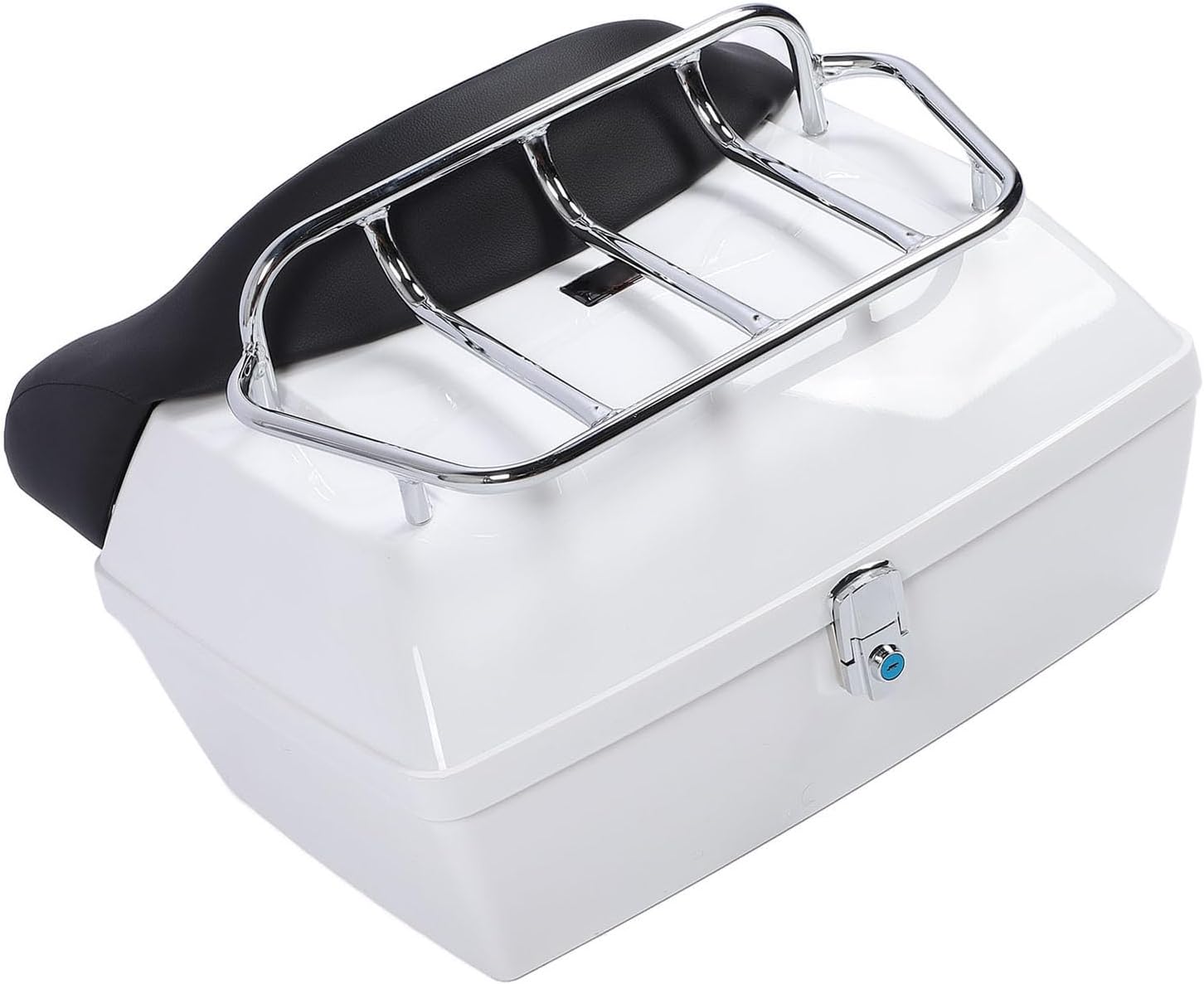 Motorcycle Rear Case 48L Universal Water Lock Backrest Cushion Trunk Tail Luggage Box Helmets Luggages (White)