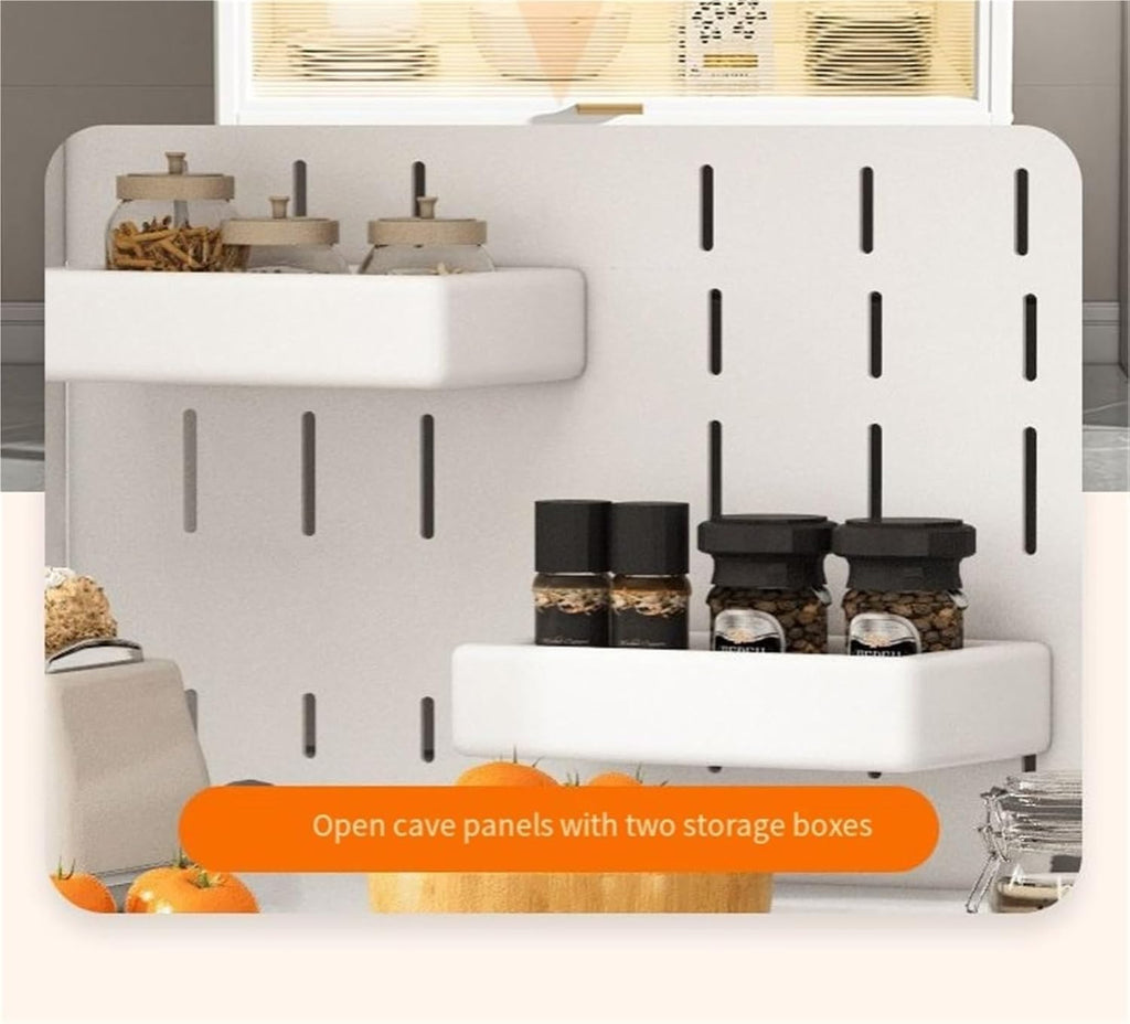 5-Tier Bakers Rack for Kitchen l Sideboard Baker's Storage Cabinet Multifunctional Microwave Stand with Accessories Storage Cabinets with Flip Door for Home(White,100 cm)