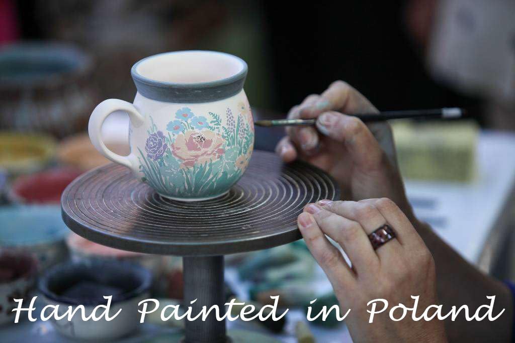Polmedia Polish Pottery Rectangular Baker UNIKAT - Peachy Keen Pattern Handmade in Boleslawiec Poland by Ceramika Artystyczna + Certificate of Authenticity