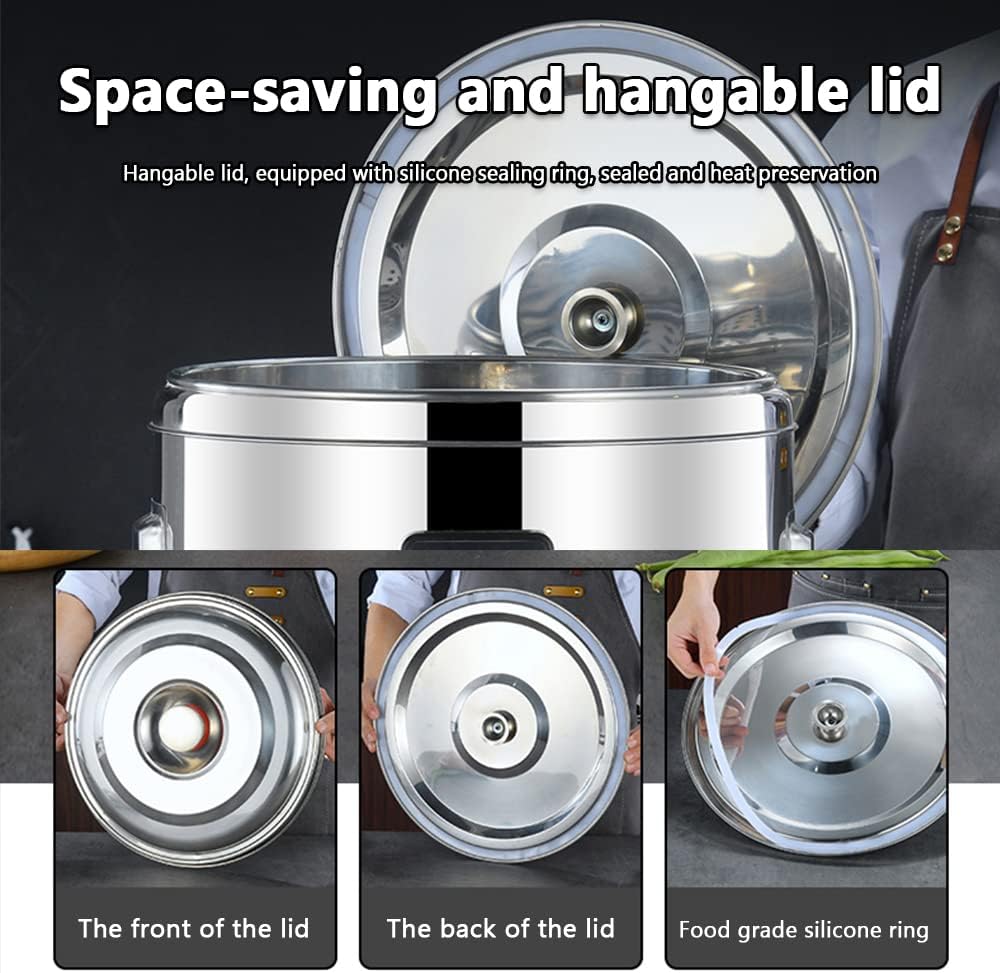 Stainless Steel Boiling Bucket, Hot Water Dispenser Electric Instant Coffee for Buffets Parties with Tap Adjustable Temperature Boiling Bucket,C,60L