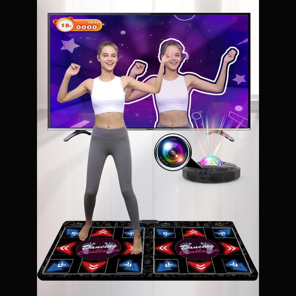 HDMI Musical Electronic Dance mat with a Camera,Including 1000 Games,81 Music Videos,a 64G Large Memory Card,650 Songs, for Single/Double Users, a Luxurious Gift for Girls and Boys