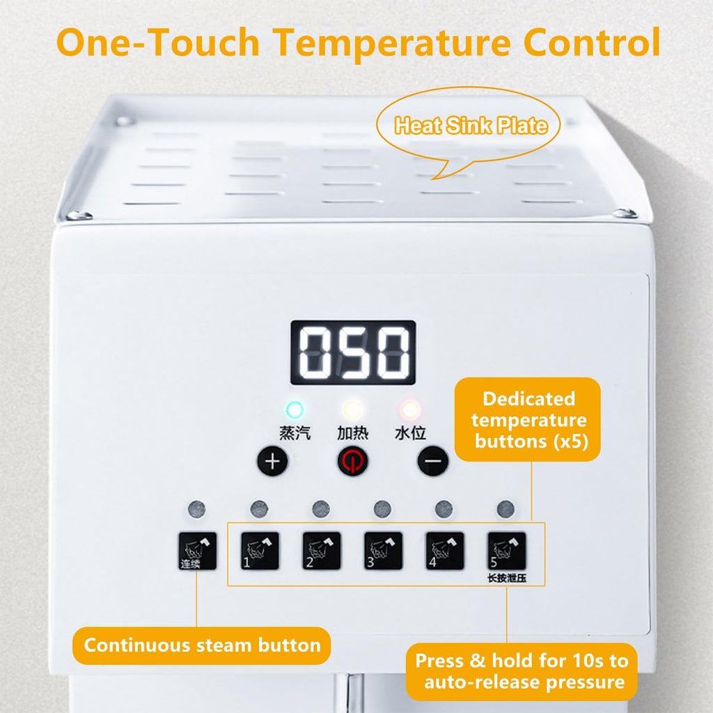 Automatic Milk Frother and Steamer, 2500W Electric Milk Frother and Steamer, Steam Boiling Hot Water Dispenser, 5-Temp Presets, Single 360° Steam Wands, 6l Stainless Steel Tank, LED Display