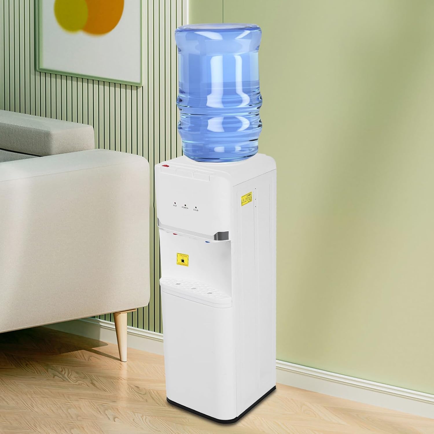 Hot/Cold/Warm Top Loading Water Cooler Dispenser, 5 Gallons Water Coolers Freestanding with Child Safety Lock, Removable Drip Tray & Storage Cabinet, Energy Saving Slim, Home Office Commercial Use