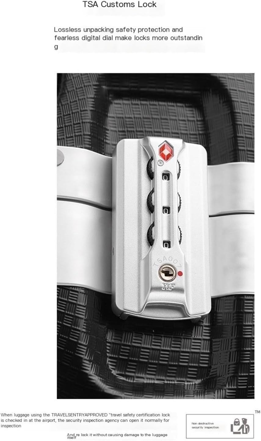 Suitcases with Wheels Luggage Aluminum Frame Trolley Case Trolley Case Travel Case Stylish Simple Luggage Boarding Case With Water Cup Holder Lightweight Hardside Luggage ( Color : White , Size : 20in