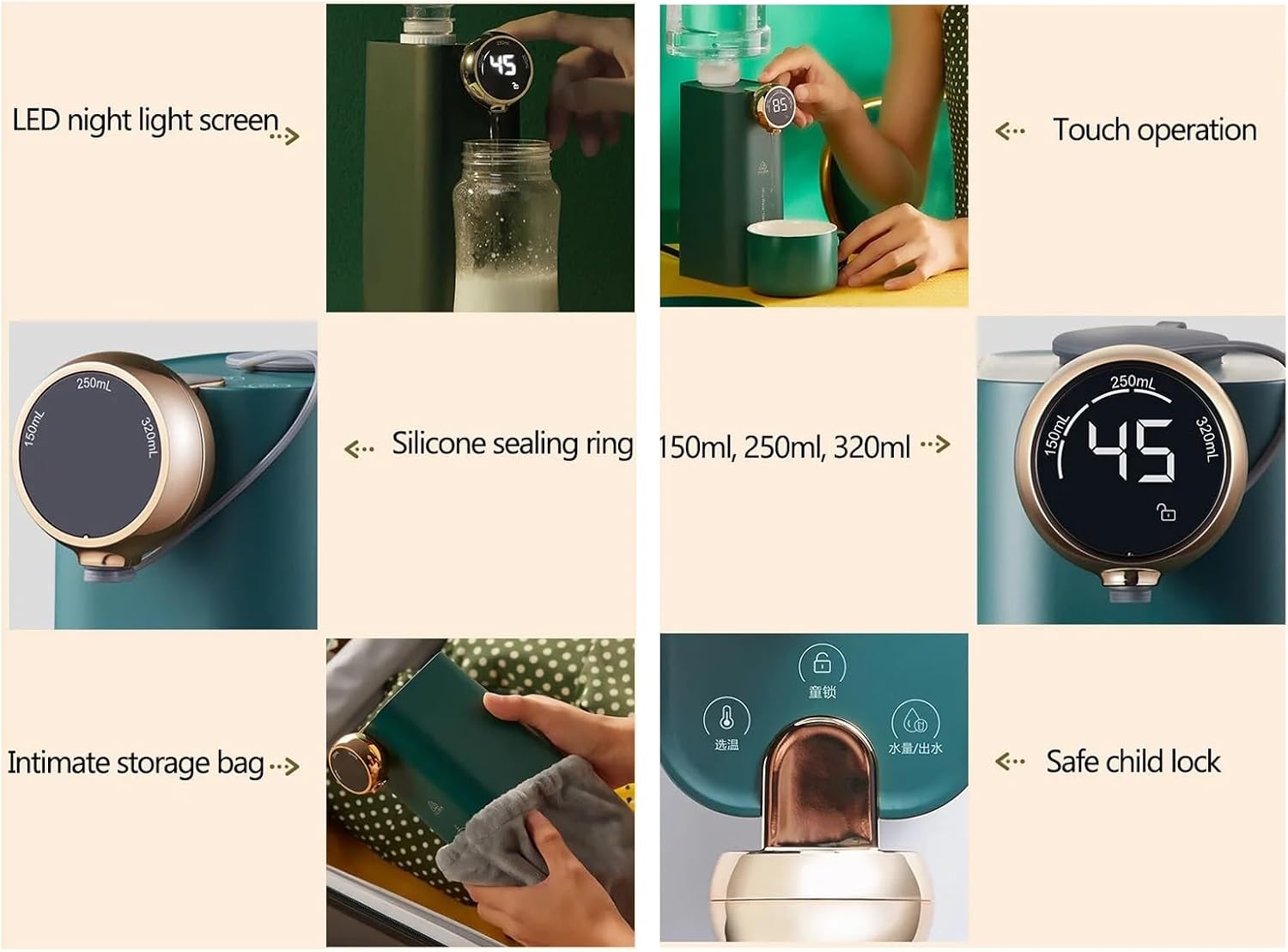 Water Dispenser 1600W Instant Heating Water Dispenser Electric Pump 3s Fast Heat Dispensador Quantitative Bucket Bottle Dispenser Smart Water Cooler