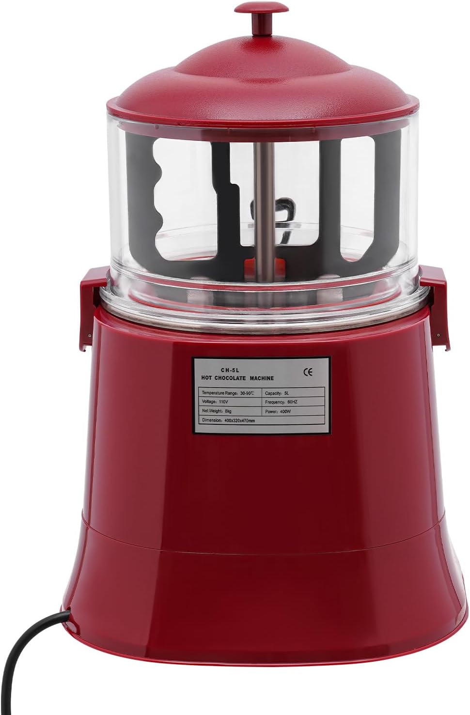 5L Commercial Hot Chocolate Maker Machine, 400W Chocolate Cocoa Beverage Maker Dispenser, 86-194℉ Intelligent Temperature Control, Electric Hot Beverage Dispensers for Cocoa, Milk, Coffee, Juice