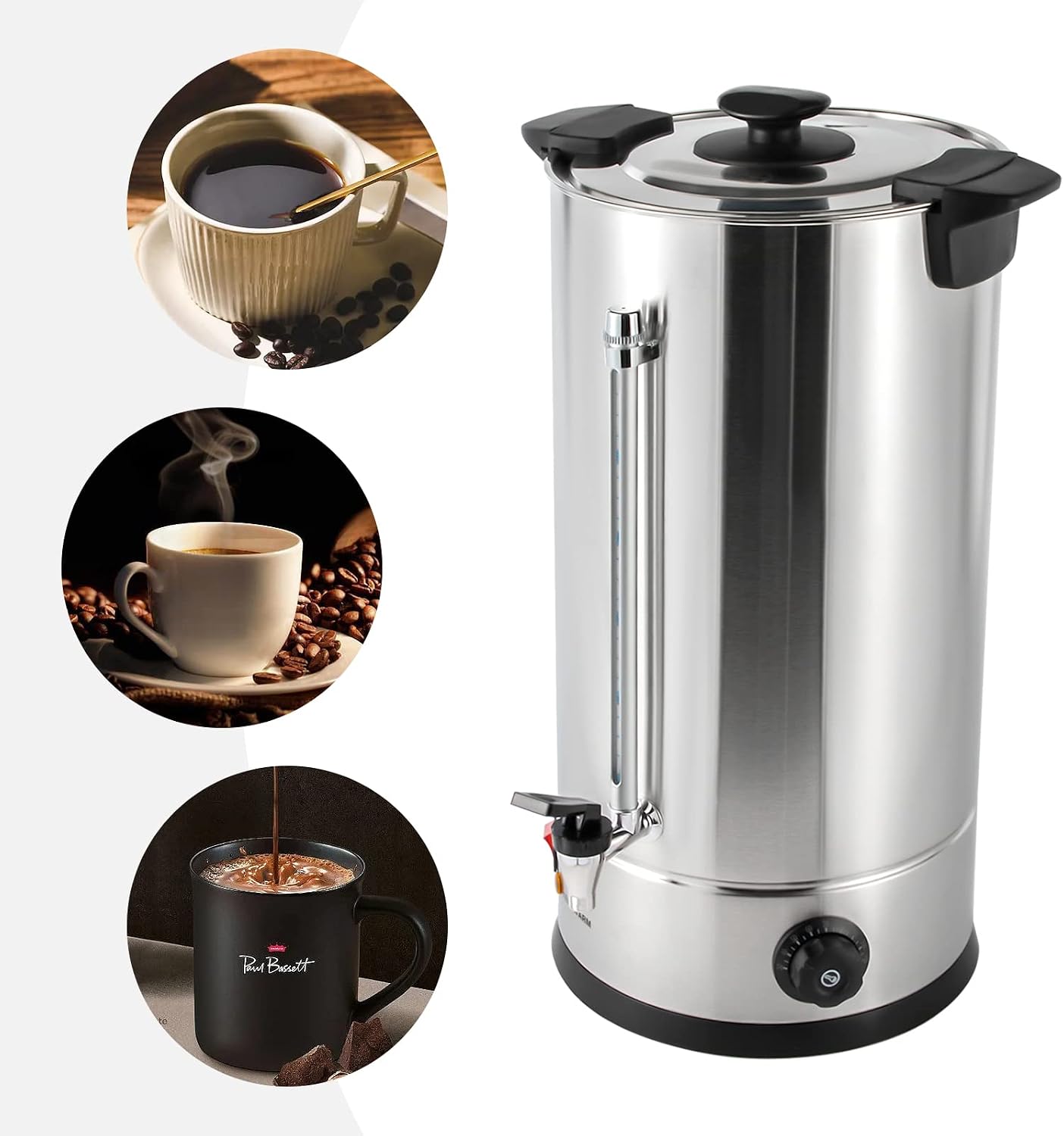 Commercial Coffee Urn Hot Water Urn with Thermostat Control, 1.4KW 25L/6.6Gal Temperature Adjustable(86-230°F) Commercial Coffee Pot Electric Percolator Coffee Pot for Home, Restaurant, Office