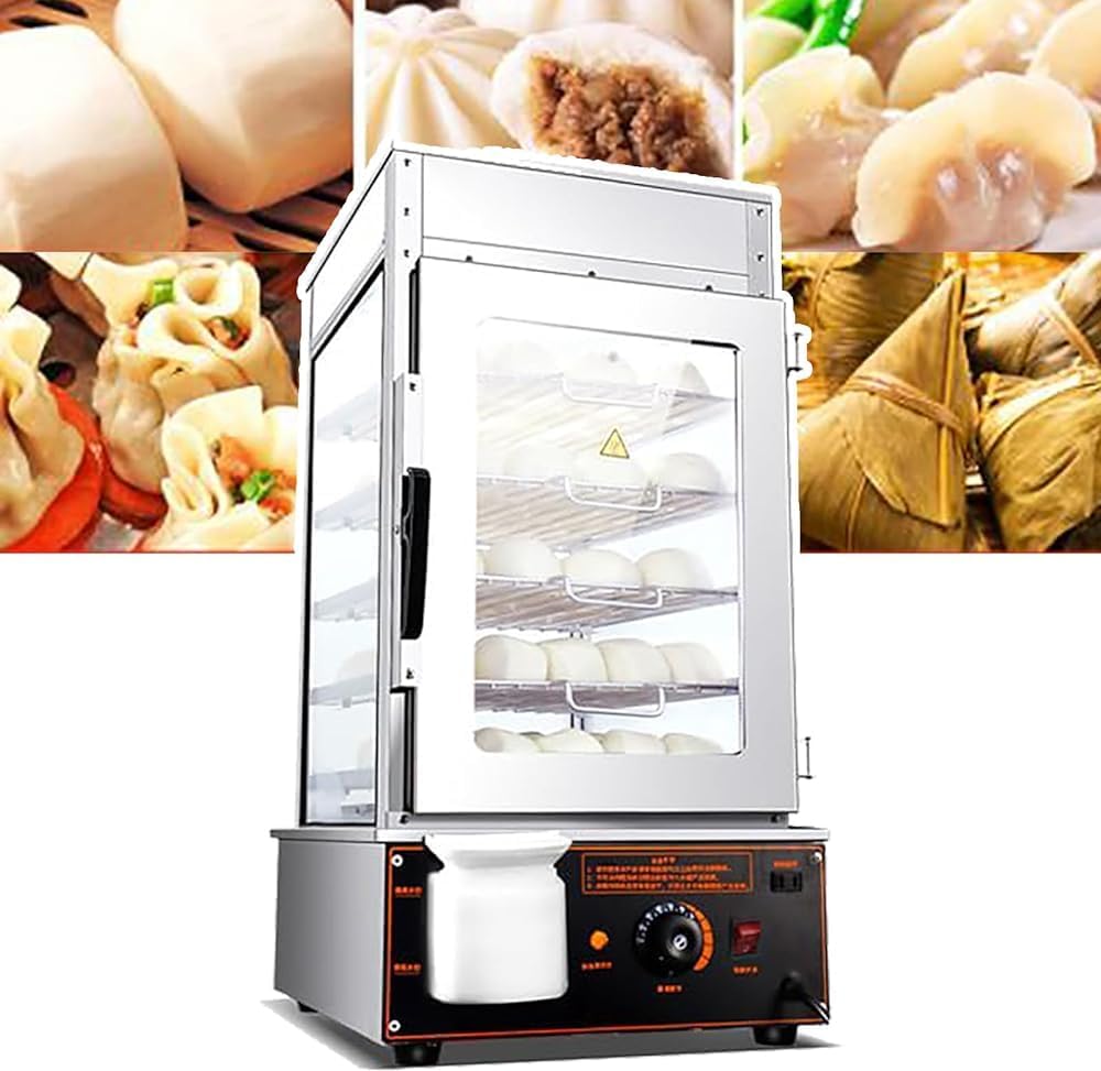 Commercial Bun Steamer, Electric Hot Food Warmer, 5-Layer Steamed Bun Warmer Machine, 1200w 30-110℃ Temperature Range, Ideal for Store Buffet Restaurant