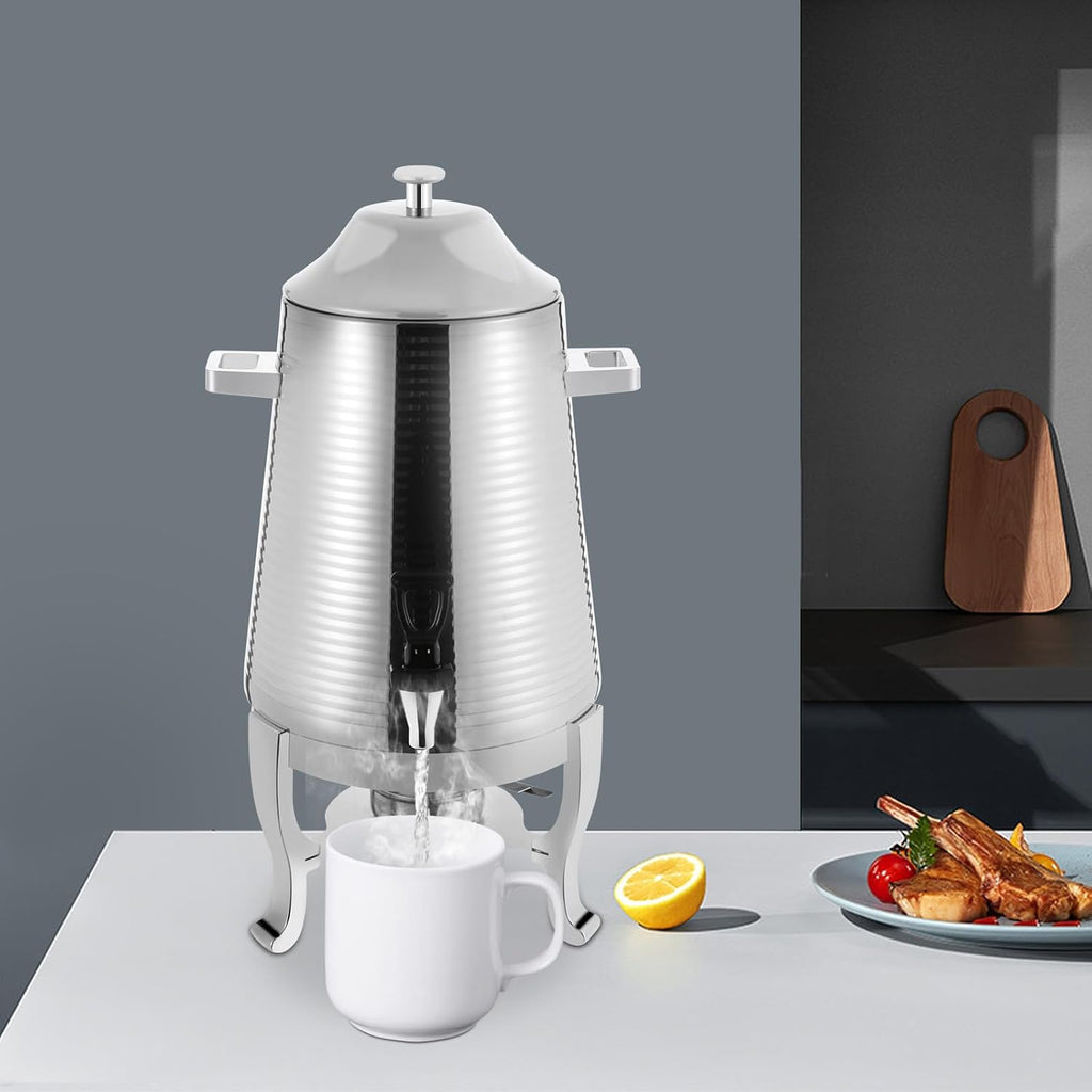 13L Stainless Steel Beverage Dispenser with Stand, Dual Heating Hot Drink Dispenser with Temperature Control, Electric & Heating Juice Container for Hot or Cold Drinks, Buffet, or Catering Use