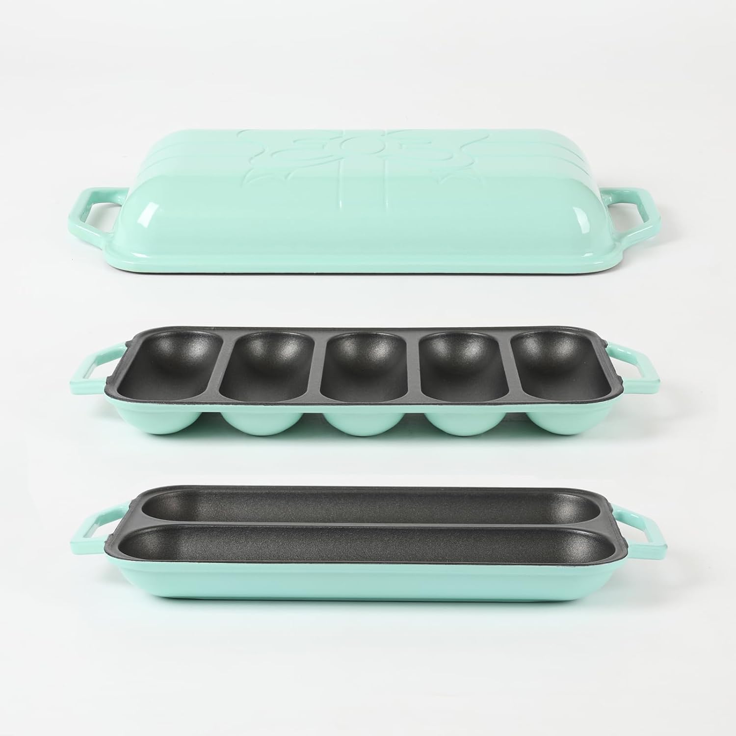HAWOK Enameled Cast Iron French Baguette Baker Green…