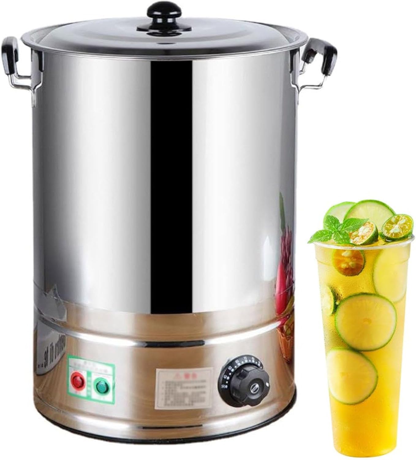 30L/40L Commercial Catering Urn, Hot Water Boiler Dispenser, Soup Kettle Buffet Warming Pot, 30-110°C Temperature Control Knob, Electric Boiling Water Bucket,No Faucet,30L (No Faucet-30L