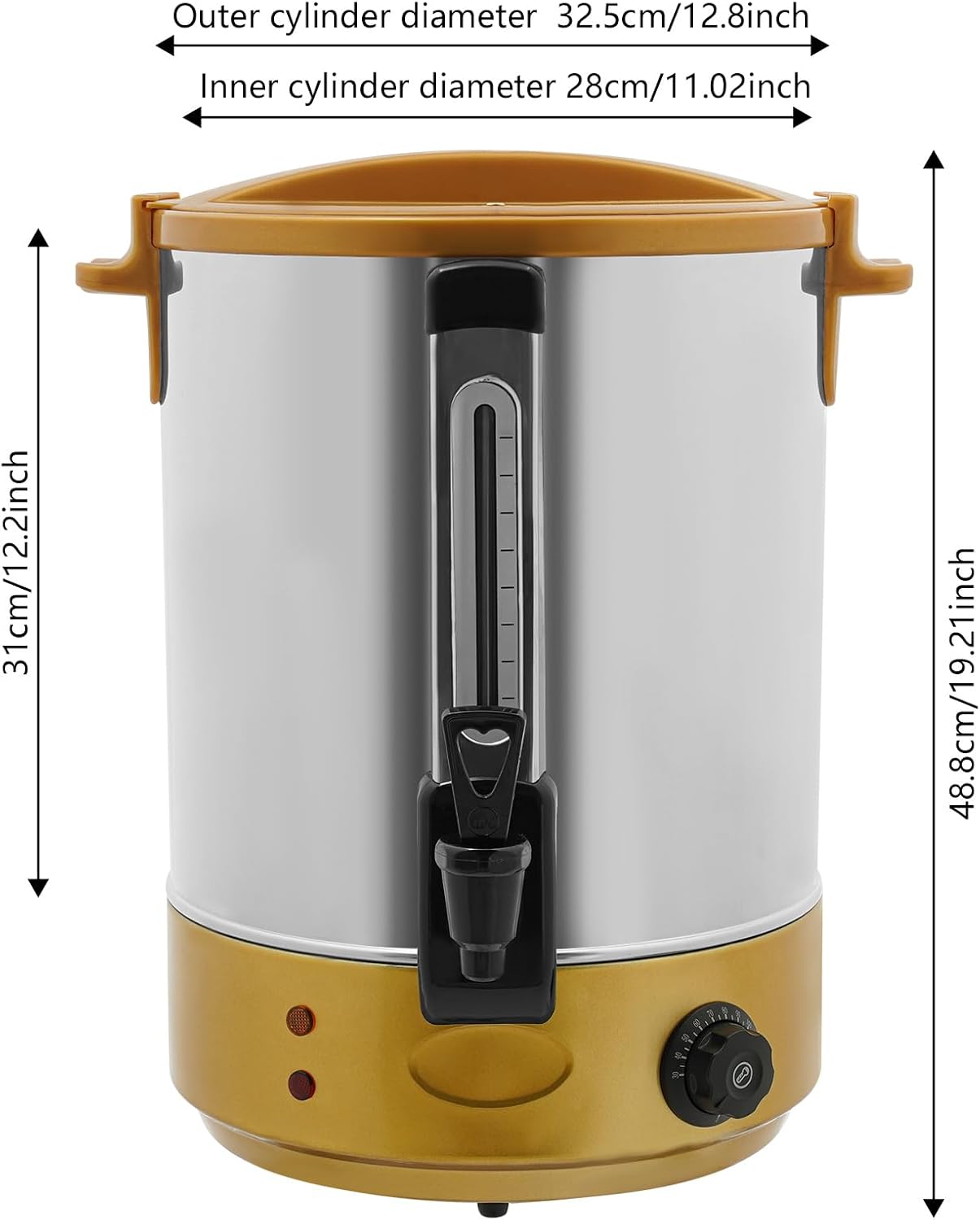 110V 2800W Electric Hot Water Dispenser, Electric Heat Preservation Bucket, Commercial Coffee Maker, Quick Brewing Coffee Urn with Adjustable Temperature, Hot Water Urn for Catering & Events (Gold)