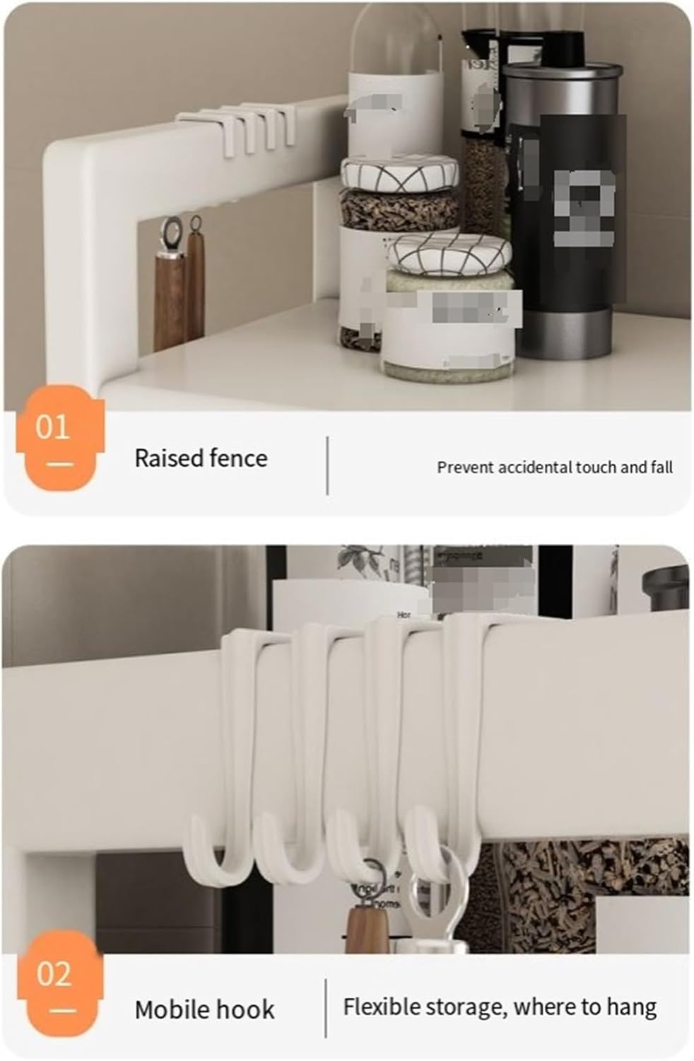5-Tier Bakers Rack for Kitchen l Sideboard Baker's Storage Cabinet Multifunctional Microwave Stand with Accessories Storage Cabinets with Flip Door for Home(White,80 cm)