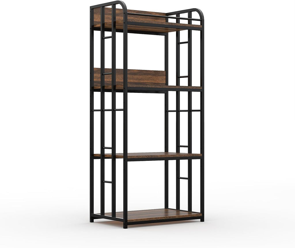 Takywep 4 Tier Bakers Rack, Freestanding Microwave Stand, Industrial Kitchen Storage Rack with Adjustable Shelves, Heavy Duty Metal Frame Utility Shelves for Living Room, Garage