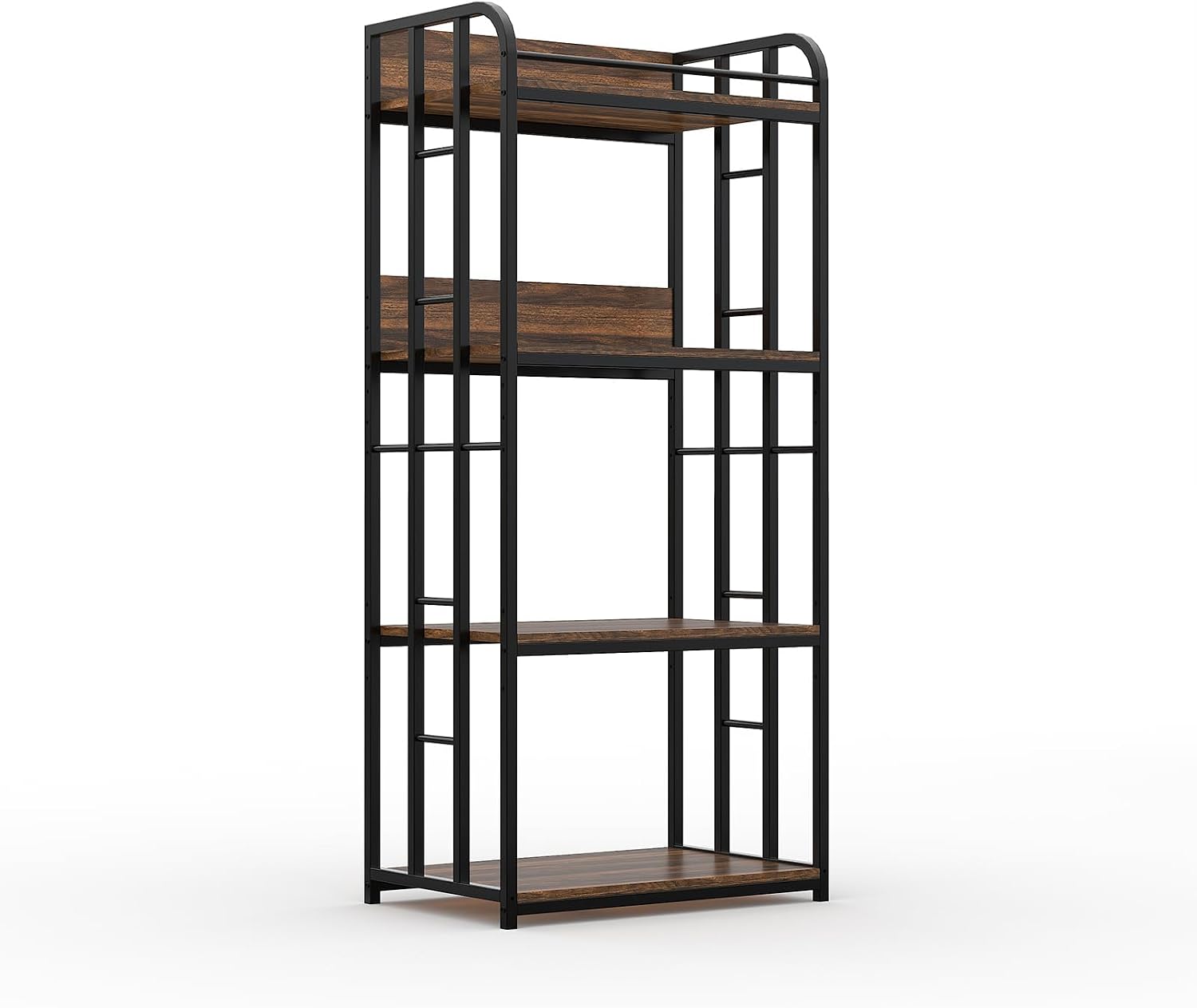 Takywep 4 Tier Bakers Rack, Freestanding Microwave Stand, Industrial Kitchen Storage Rack with Adjustable Shelves, Heavy Duty Metal Frame Utility Shelves for Living Room, Garage