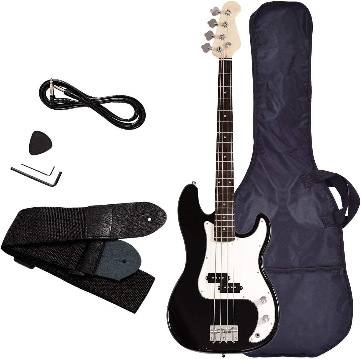 45' Full Size 4 String Electric Bass Guitar with Strap Guitar Bag Amp Cord for Beginner Kit