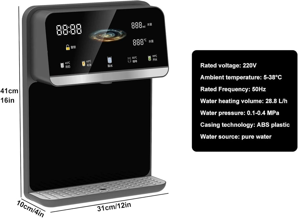 Wall Mounted Instant Heat Water Dispenser, Dual Temperature Control Intelligent Drinking Water Dispenser, for Rapid Heating with Touch Screen, Temperature Adjustment, for House Hold/Office