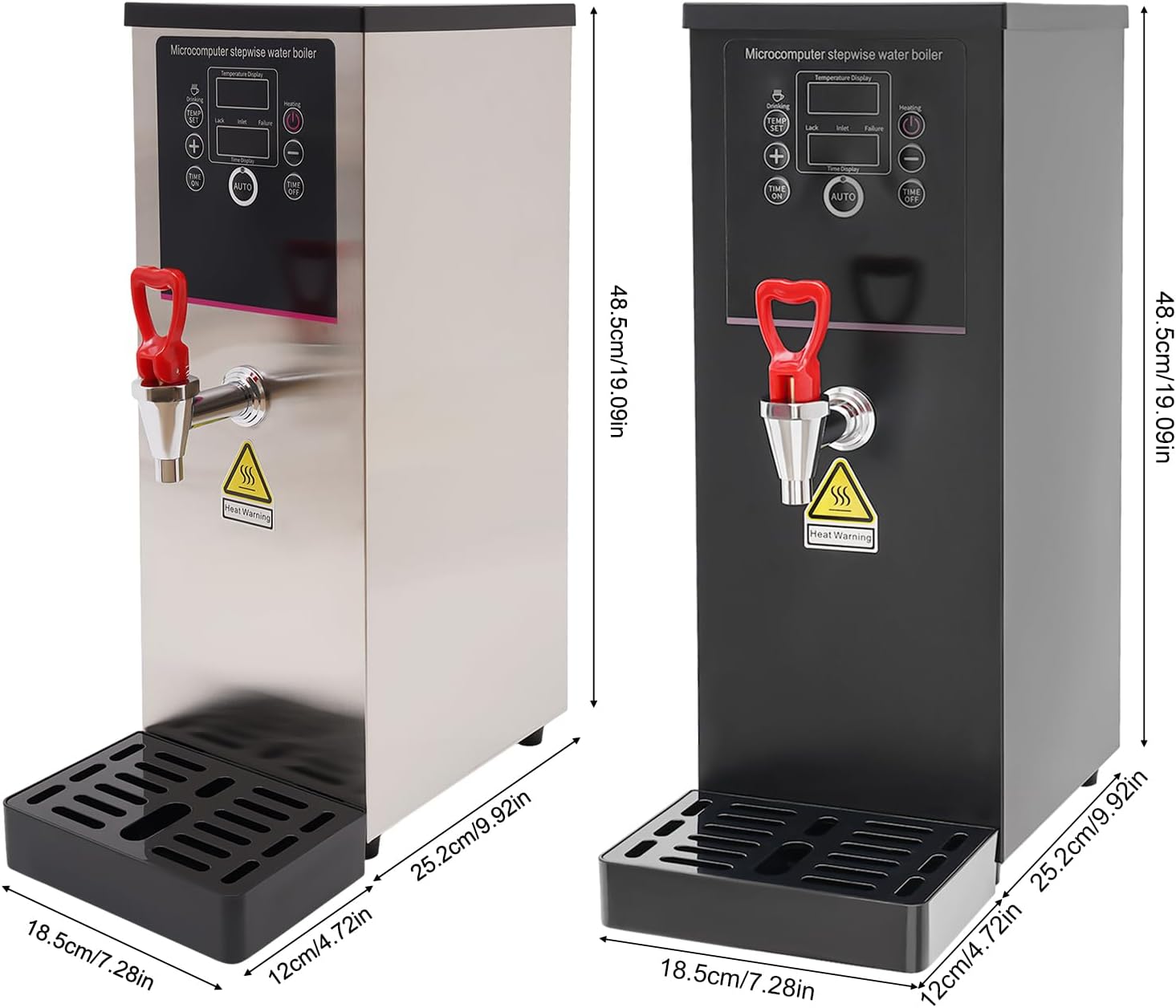 2.64/3.96/5.28gal Electric Water Boiler with Display Screen, Commercial Hot Water Dispenser with Drip Tray, Timable Boiling Water Machine for Kitchen, Restaurant, Hotel, Home (Silver, 2.64gal)