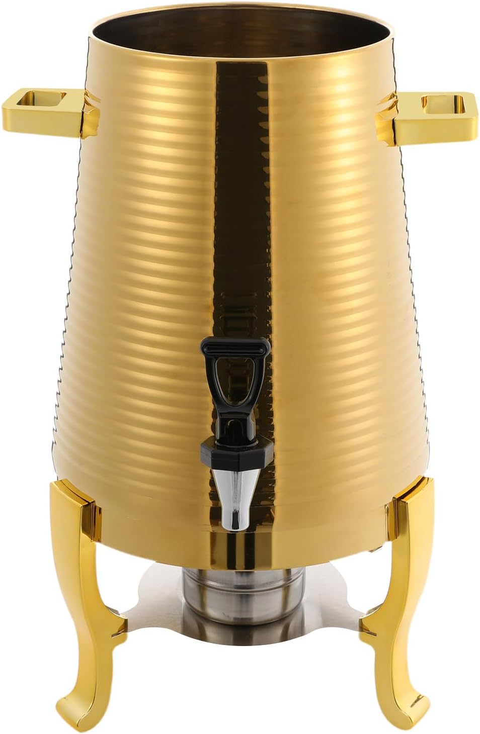 13L Stainless Steel Beverage Dispenser with Stand, Dual Heating Hot Drink Dispenser with Temperature Control, Electric & Alcohol Heating Juice Container for Hot or Cold Drinks, or Catering Use,Gold