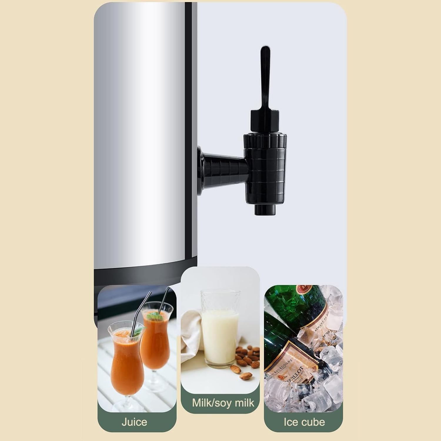 Hot Water Dispensers,Insulated Beverage Dispenser Cold Drink Dispenser, 304 Stainless Steel Hot Milk Dispenser, Picnic Portable Ice Container Coffee Cylinder, Party Buffet Lemonade Tea,16L