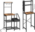 MAHANCRIS Bakers Rack with Mini Fridge Shelf and Bakers Rack with Power Outlet Bundle, Kitchen Storage Shelf, BRHR5401-BRHR74E01