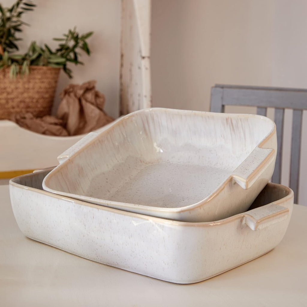 Casafina Ceramic 16' x 10.75' Rectangular Baker - Eivissa Collection, Sand Beige | Oven & Dishwasher Safe Bakeware | Food Safe Glazing | Restaurant Quality Dinnerware