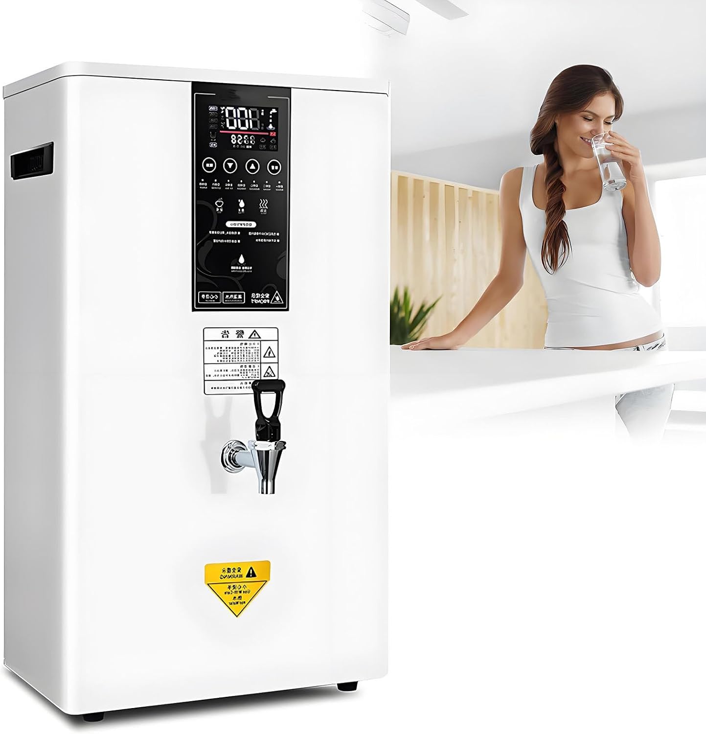 50L/60L/80L Instant Hot Water Dispenser, 3000W Commercial Automatic Water Heater, Wall-Mounted Automatic Water Heater with LED Smart Control Panel, for Home Office White-50L