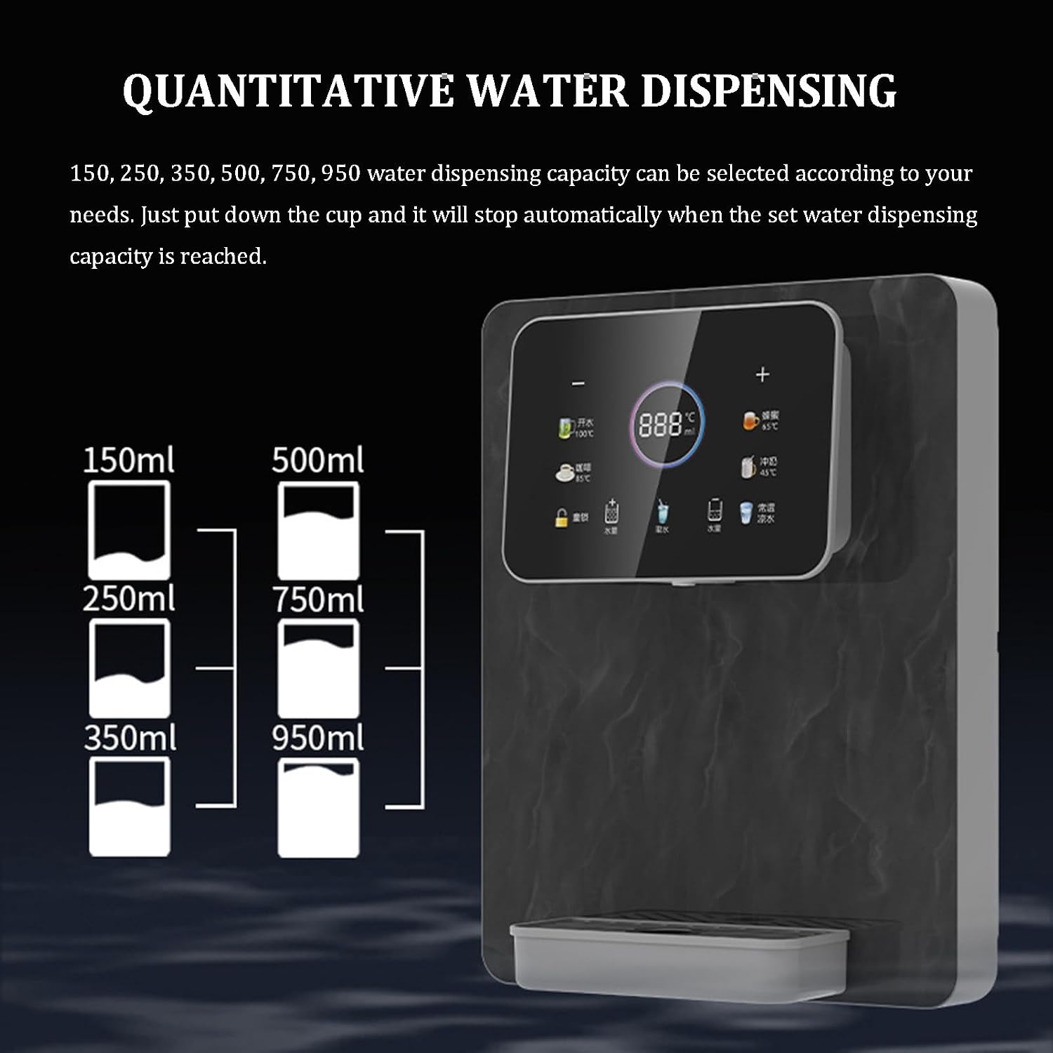 Wall-Mounted Hot Mains Fed Unit Water Dispenser with Electronic Child Lock, Quantitative Water Intake,Hot and Cold Type, Instant Hot Water Dispenser,Touch Screen,for Office,Commercial Canteens,White