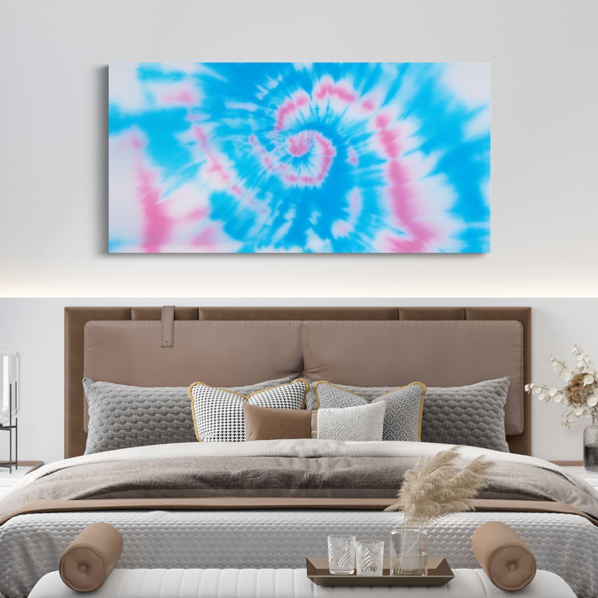 Erosebridal Tie Dye Blue Large Wall Decor 58'x29' | Swirl Bathroom Wall Art Boho Artwork Posters Bohemian Gypsy Watercolor Poster Print
