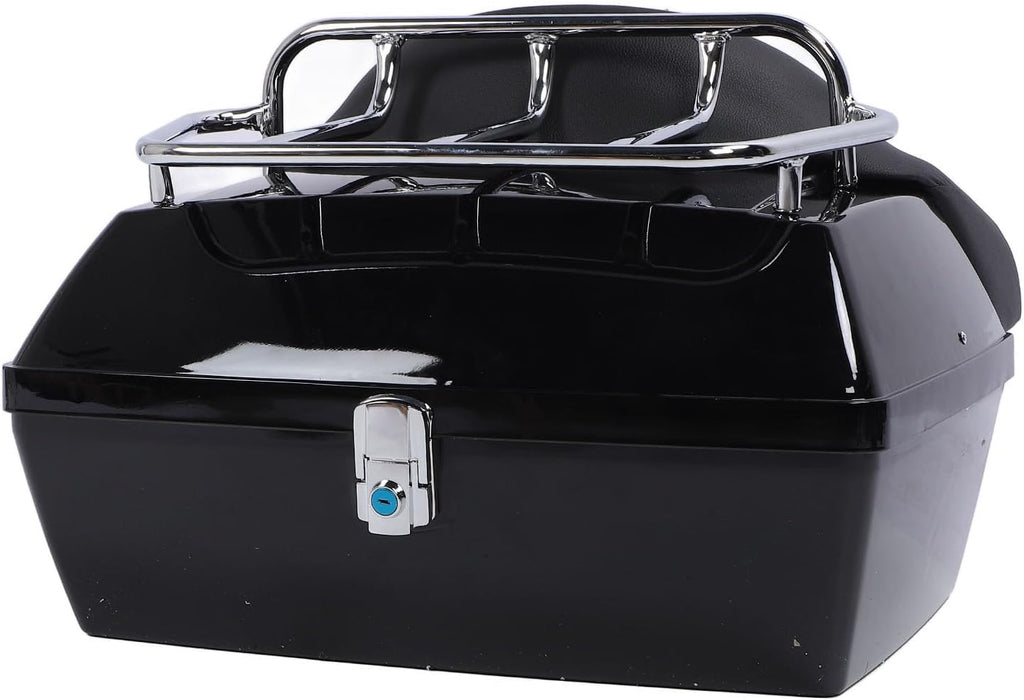 Motorcycle Rear Case 48L Universal Water Lock Backrest Cushion Trunk Tail Luggage Box Helmets Luggages (Black)