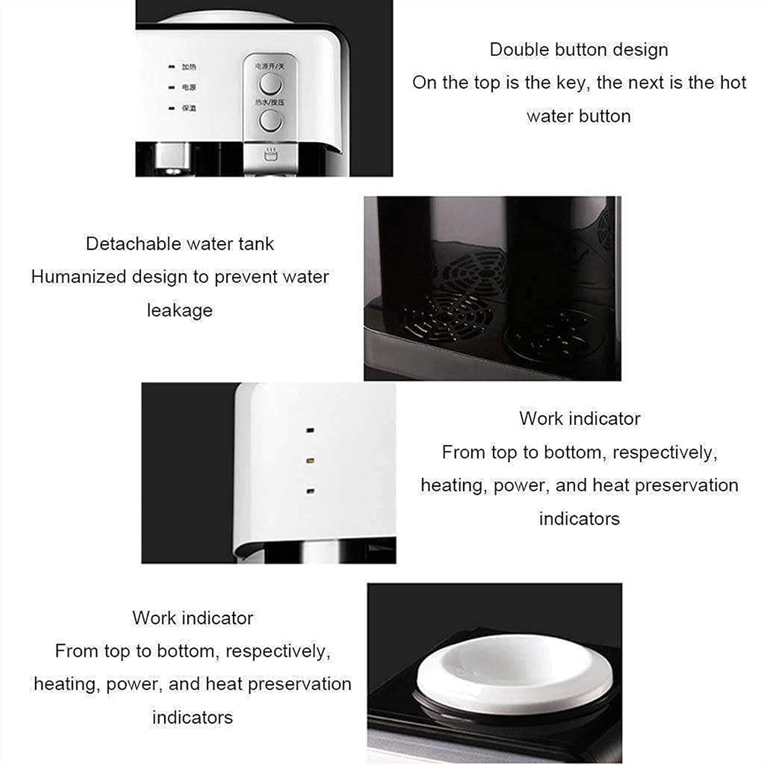 Electric Water Dispenser, Desktop Water Dispenser Cold Hot Ice Water Cooler Heater Drinking Fountain for Home Hotel Coffee Tea Bar (Black Cold/Warm/hot)