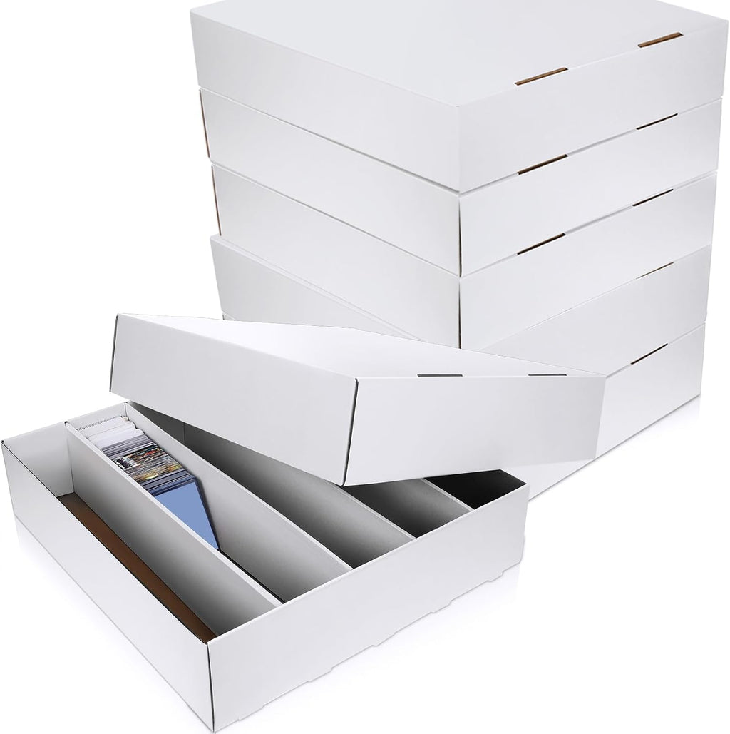 Yexiya 18 Pcs 5000 Count Card Storage Boxes for Trading and Gaming Cards White Cardboard Organizer with Divider Collector Holders Collectibles Box for Sports Basketball Collecting