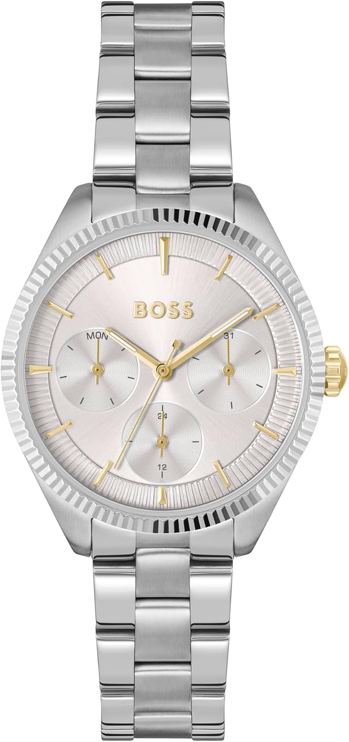 BOSS Women's Sage Sport Multifunction Watch – Stainless Steel Case, Elegant Sunray Dial, Day-Date-24-Hour Sub-Eyes, Quartz Movement, Classic and Versatile Design - Gift for Her