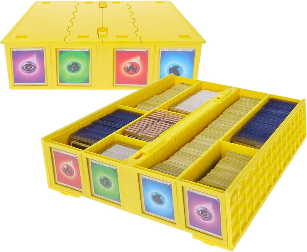 BCW Collectible Card Bin - Yellow | Holds 3200 Cards | Includes 4 Card Storage Partitions - 2 Pack