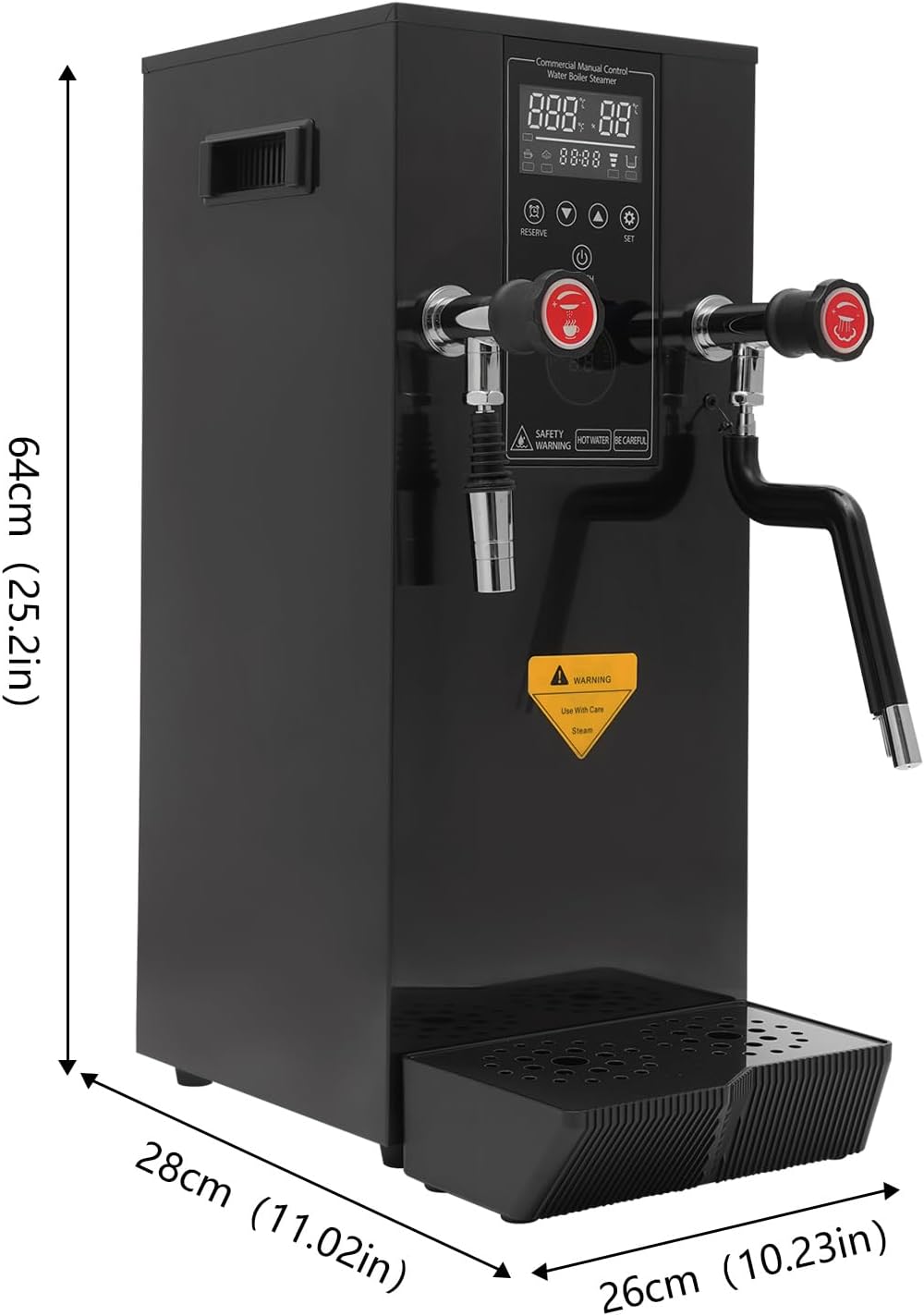 Milk Frother, 12L Commercial Hot Water Dispenser with Inlet Pipe Drip Tray Fixed Time Water Boiler 3000W Electric Water Steamer Dispenser for Heat Beverages Extract Tea Brew Milk (Black)