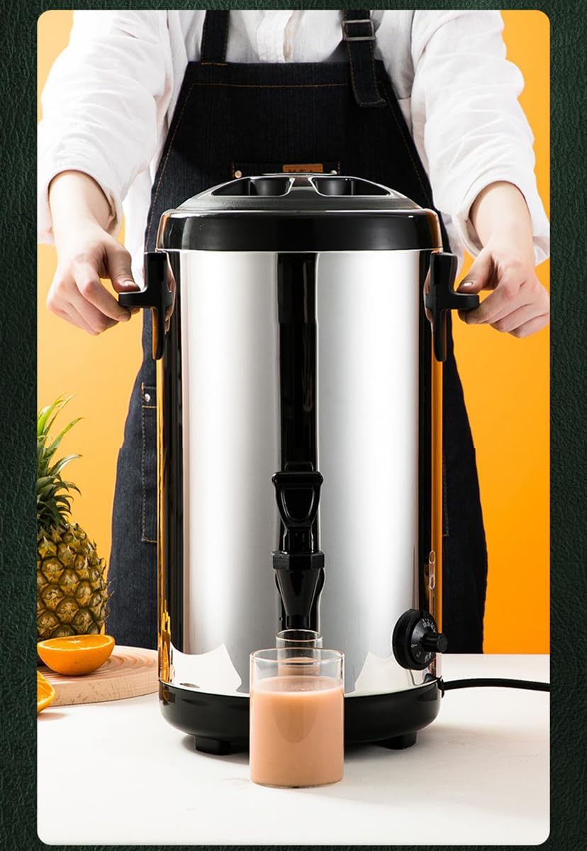 304 Stainless Steel Catering Urn, 8L/12L/16L/18L Hot Water Boiler Dispenser Heat Insulation Preservation Drink Commercial Milk Tea Dispenser Bucket for Cafe, Office, Home,18L