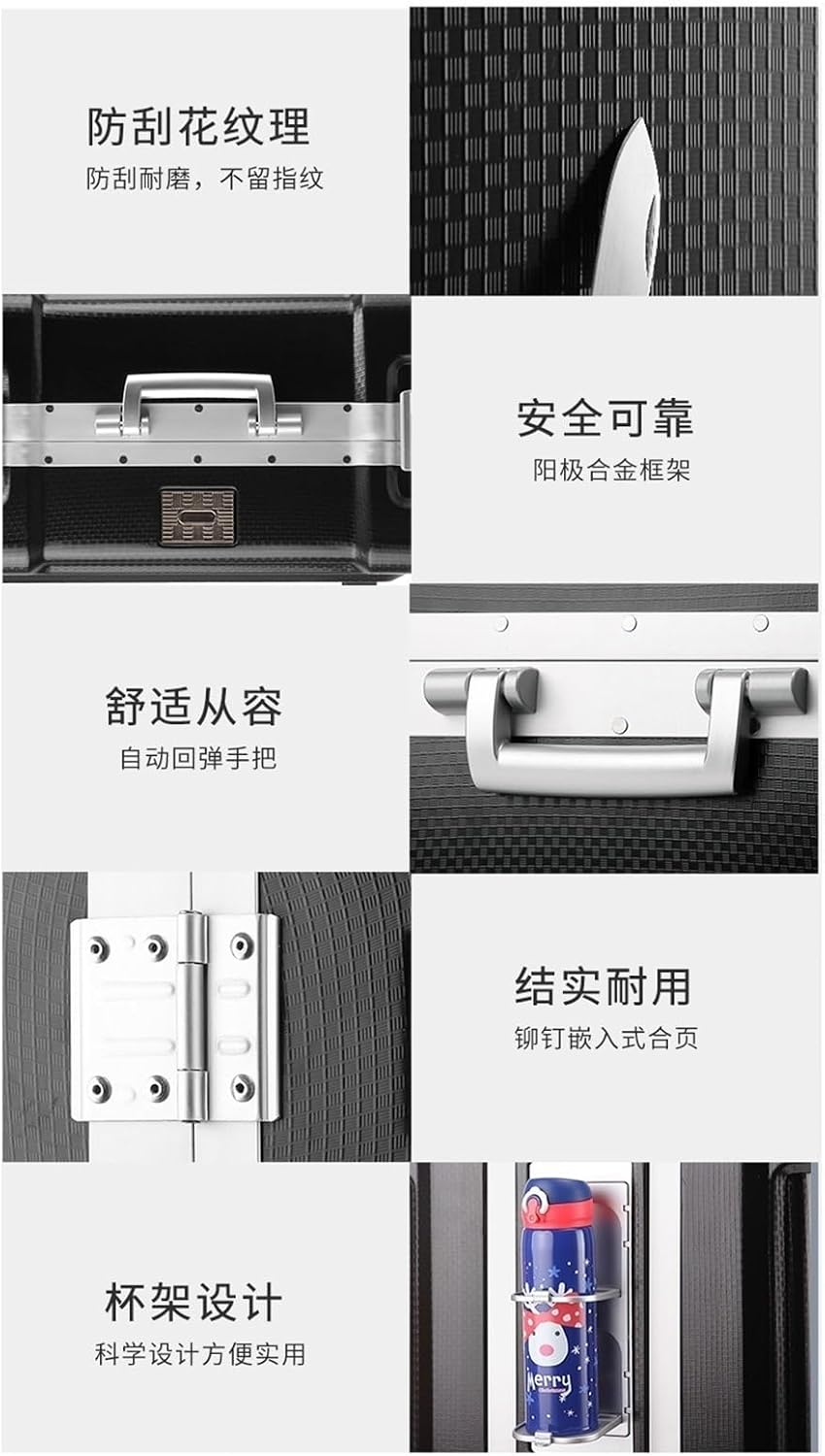 Suitcases with Wheels Luggage Aluminum Frame Trolley Case Trolley Case Travel Case Stylish Simple Luggage Boarding Case With Water Cup Holder Lightweight Hardside Luggage ( Color : White , Size : 24in