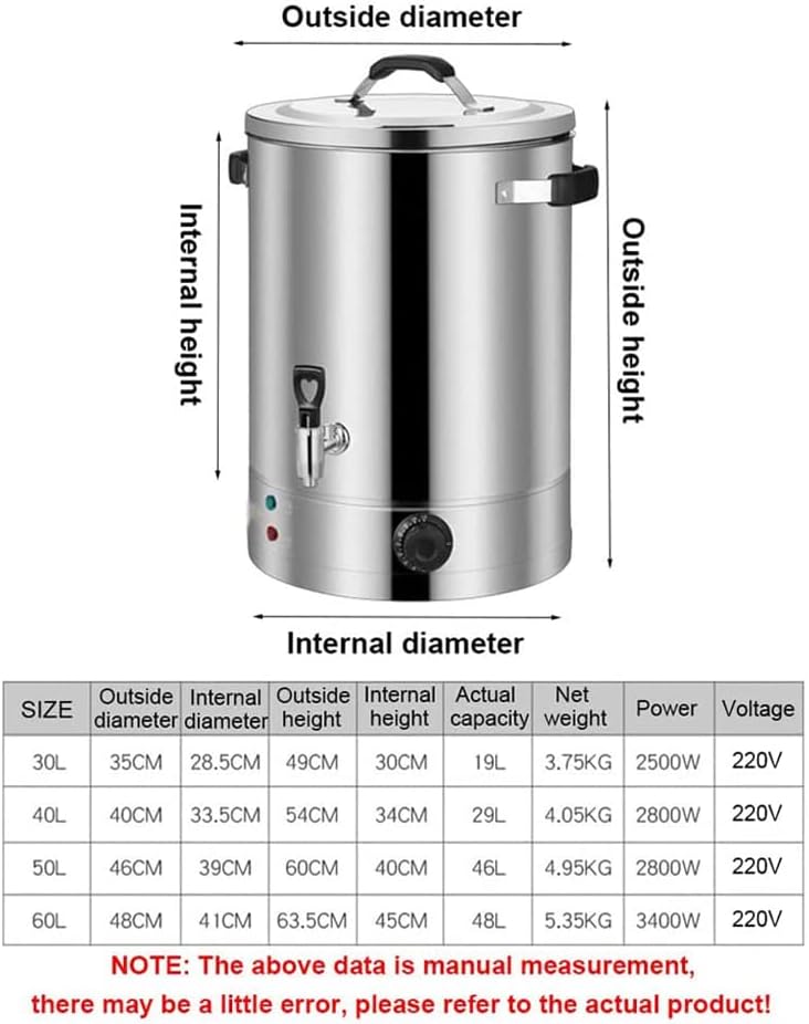Stainless Steel Catering Urn 30-60L, High-Efficiency Hot Water Boiler for Home Parties, Ideal for Milk Tea & Beverages, Durable Commercial Hot Water Dispenser