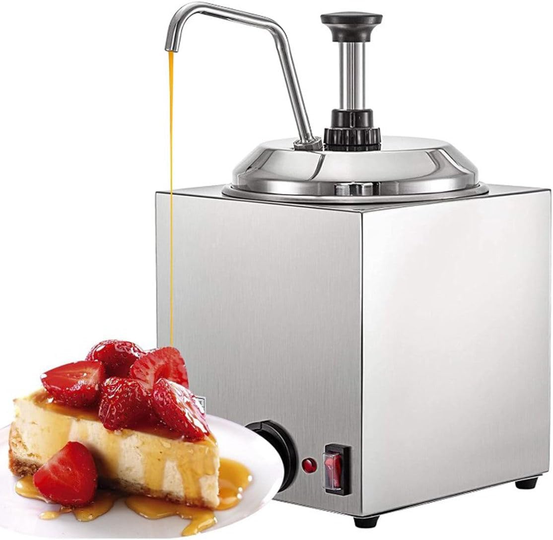 800W Commercial Cheese Dispenser, Electric Cheese Chafing Dish, 30-110℃ Adjustable Chafing Dish Dispenser with Pump