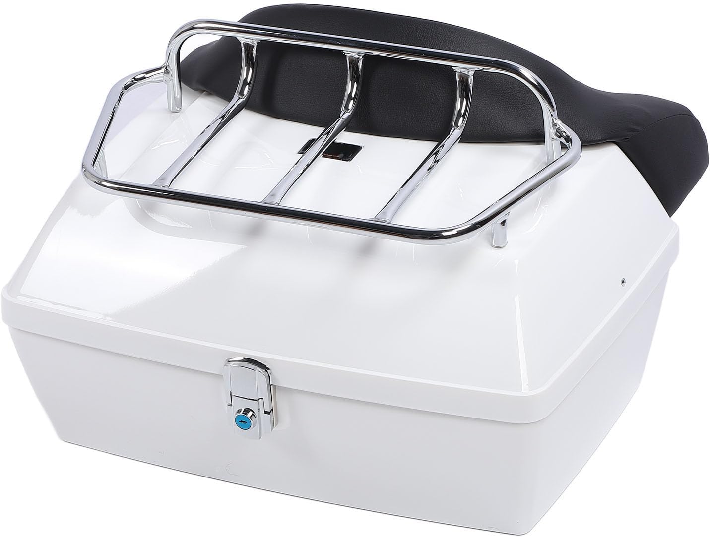 Motorcycle Rear Case 48L Universal Water Lock Backrest Cushion Trunk Tail Luggage Box Helmets Luggages (White)