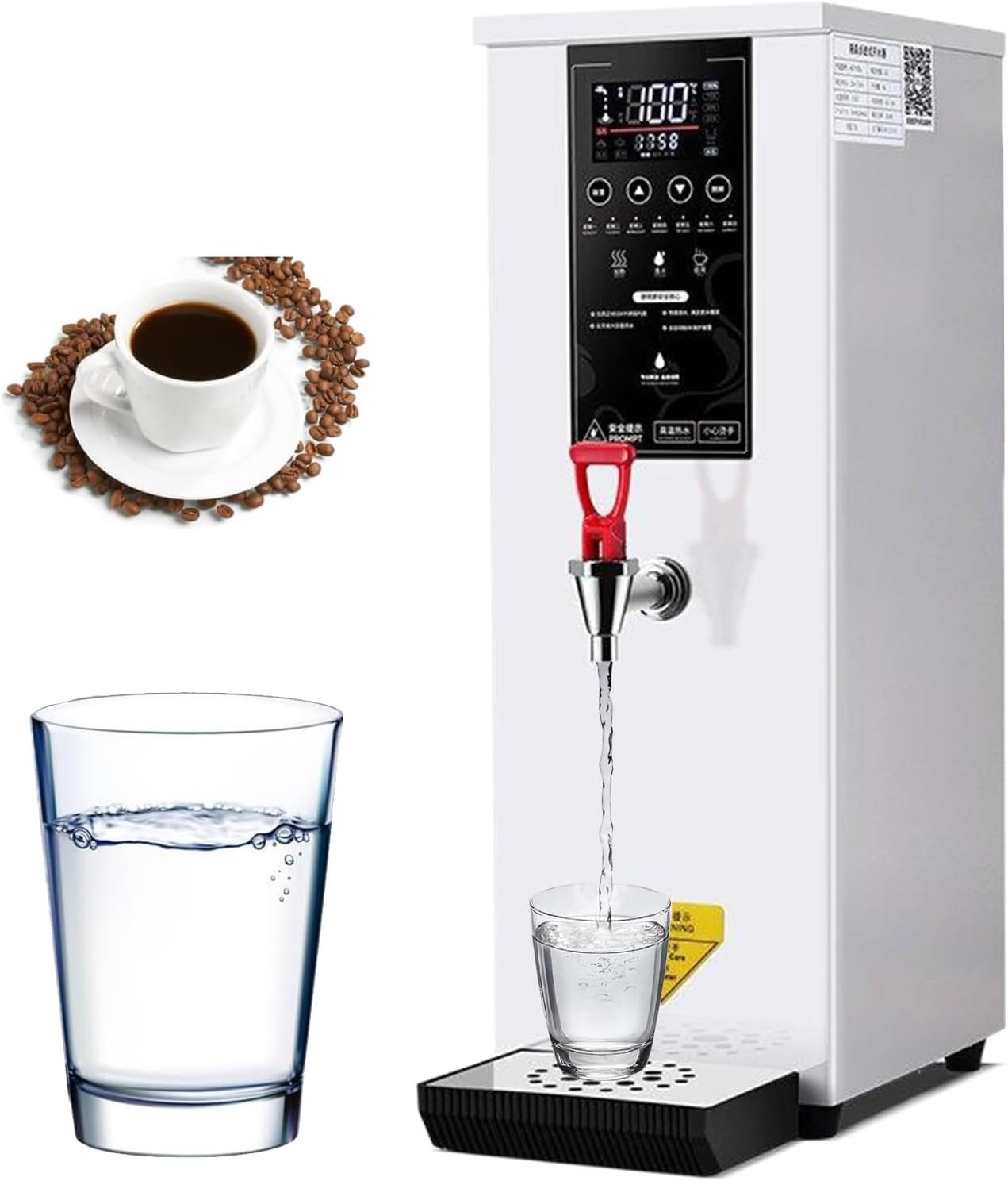 Hot Water Dispensers 25L, 3000W Electric Water Boiler and Dispenser, Commercial Water Boiler and Warmer, LCD Touch Screen, for Home & Office,White